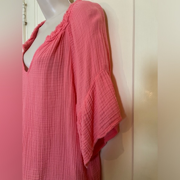 Michael Stars Coral Soft Gauze Blouse with Ruffle Sleeves - Picture 2 of 14